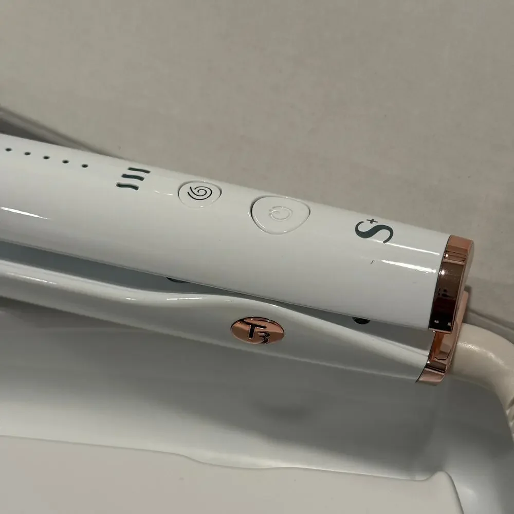 T3 SinglePass StylePlus Professional Flat Iron Hair Straightener White Rose Gold